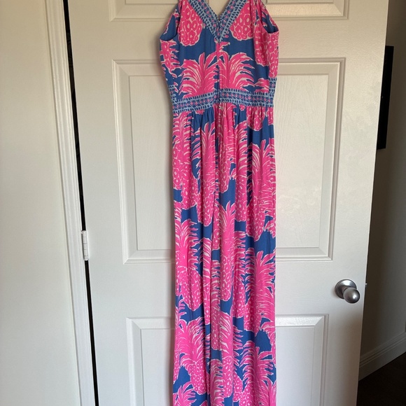 NWOT Lilly Pulitzer Taryn Maxi dress in blue & pink pineapple print 6 M - Picture 7 of 15